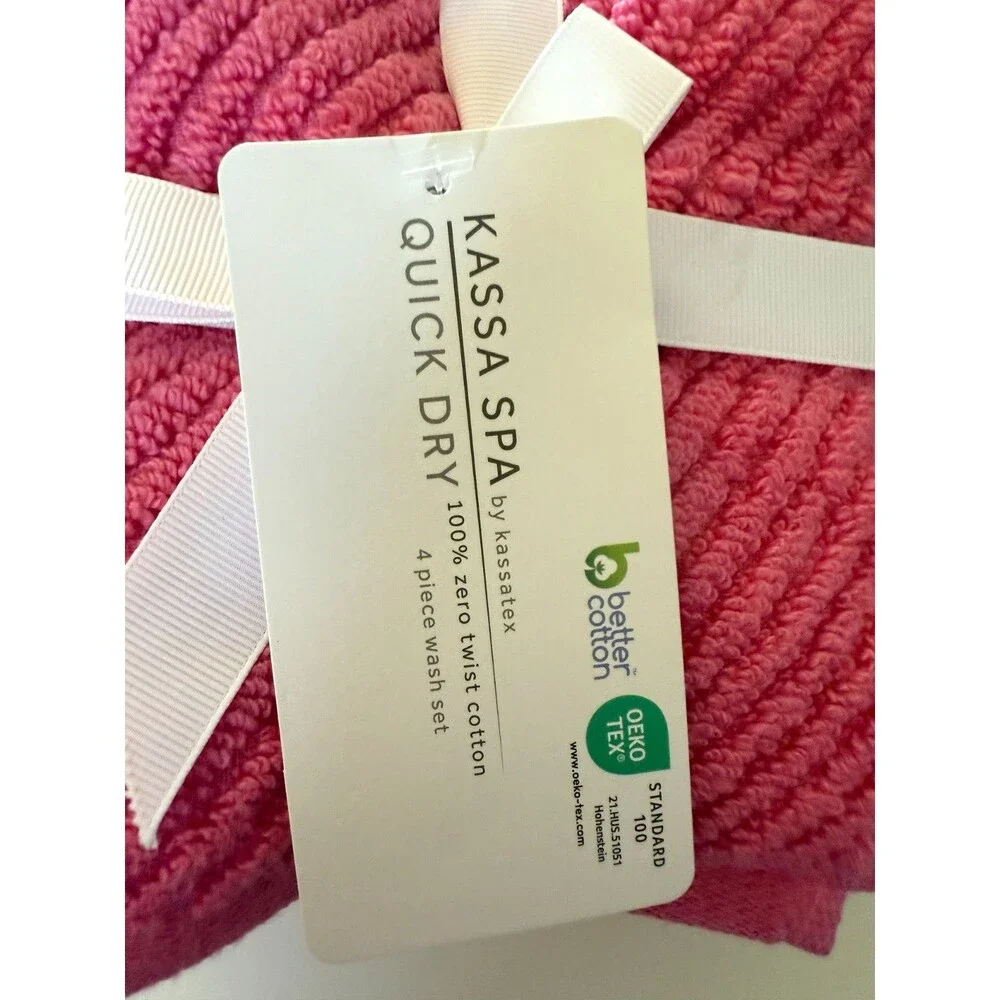 Kassa Spa Washcloths Facecloths Set of 4 Absorbent 100% Cotton Fushia Hot Pink